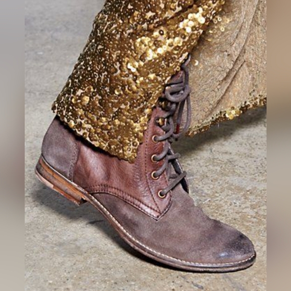 Free People Truemay Distressed Factory Worn Lace Up Short Boots 38 - Picture 3 of 16